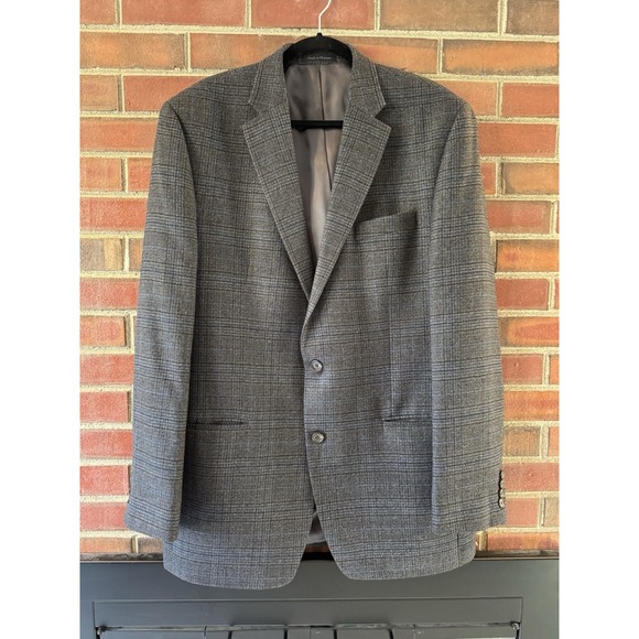 Ralph Lauren Men's Grey Glen Plaid Wool Blazer 44XL Sport Coat 100% Wool  Stain